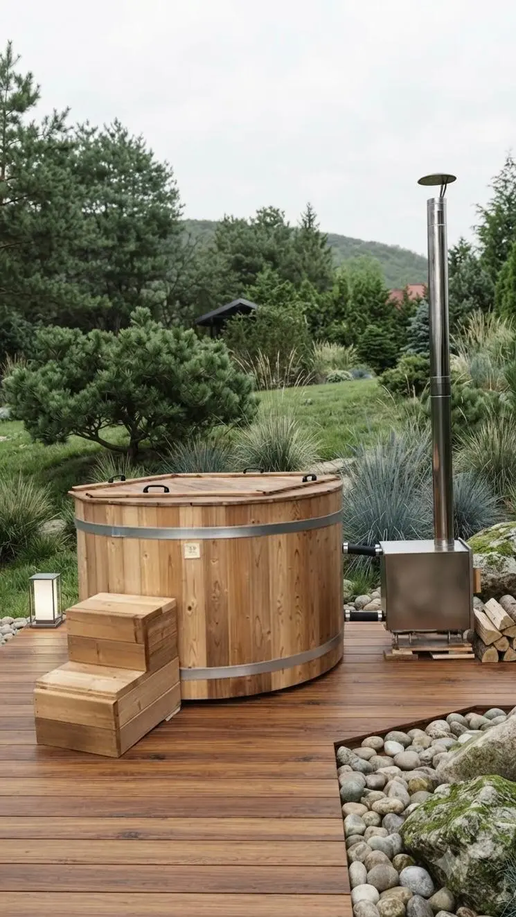 AURATHERM outdoor sauna beside a rental property